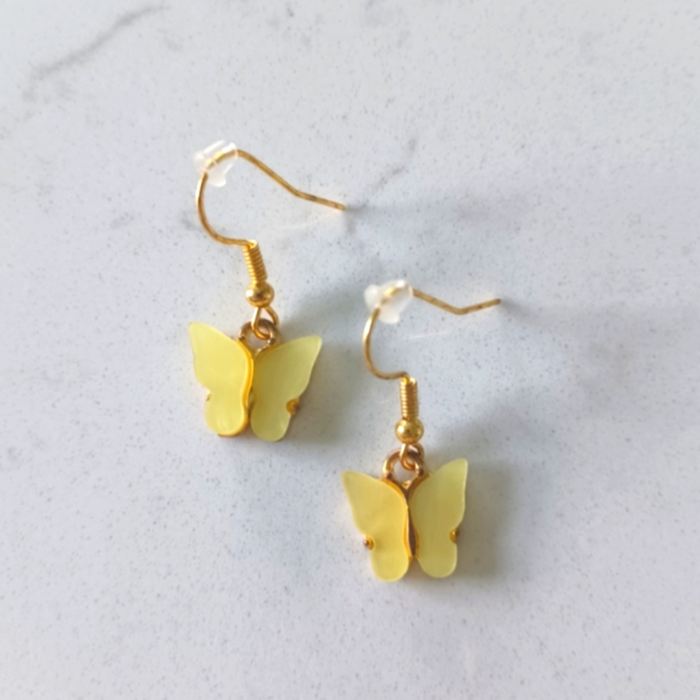 Yellow butterfly earrings